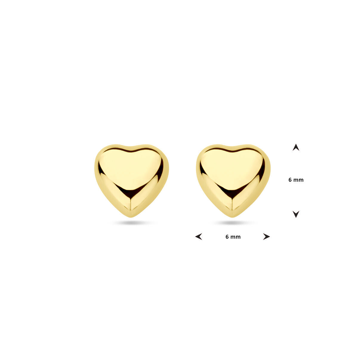 orecchini a bottone cuore 14K oro giallo