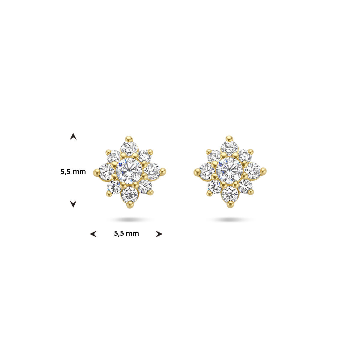 orecchini a bottone zirconia rosetta 14K oro giallo