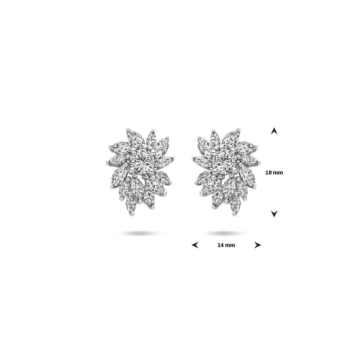 Orecchini a bottone zircone 18 mm argento rodiato