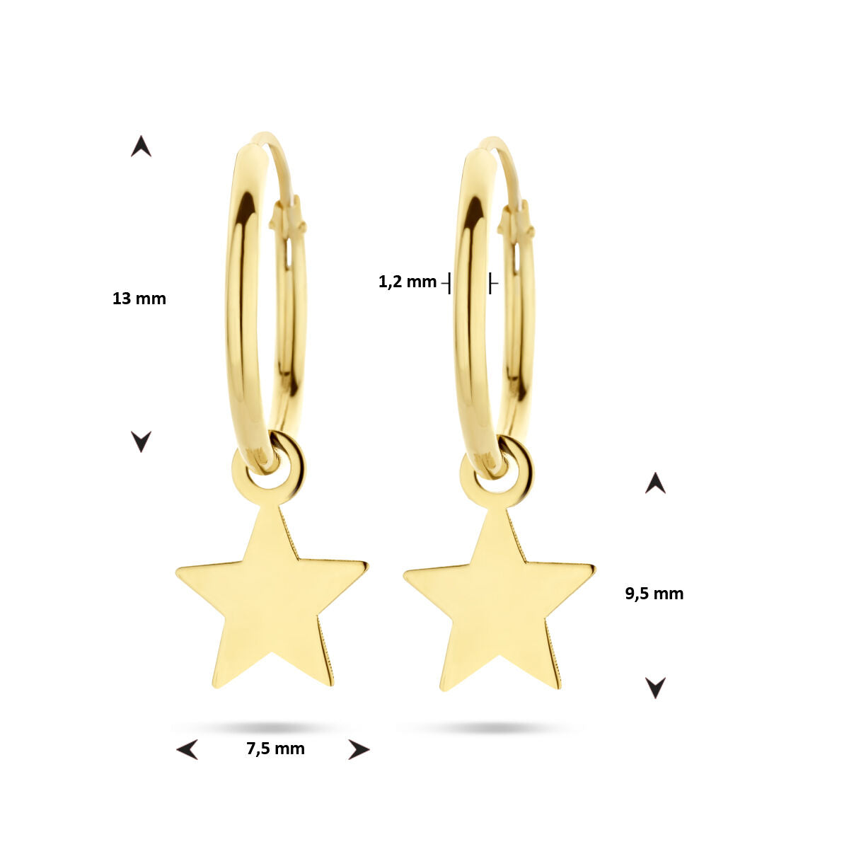 Orecchini a cerchio stella 14K oro giallo