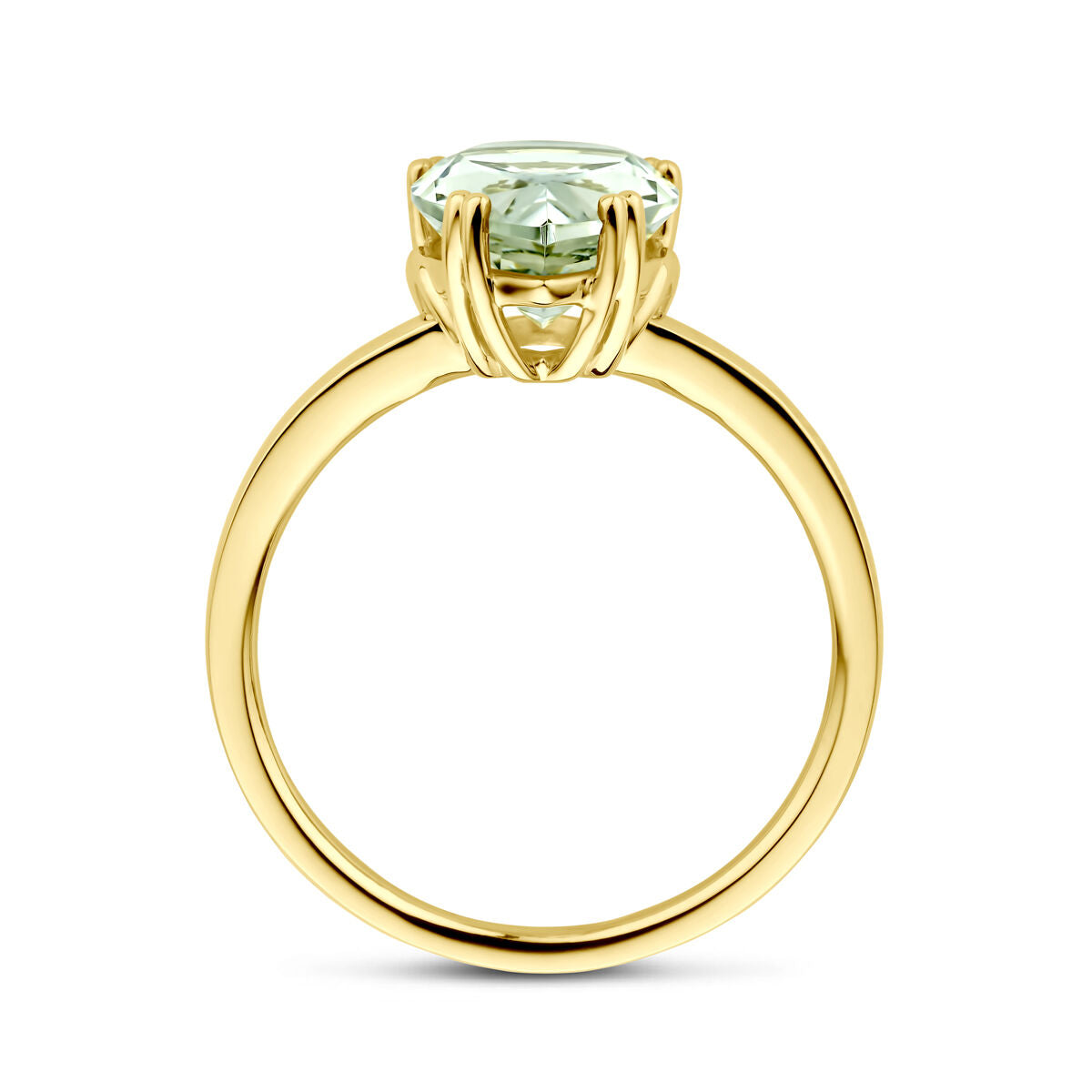 anello ametista verde in oro giallo 14K