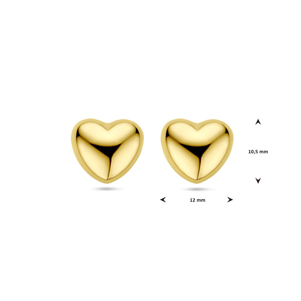 Orecchini a bottone cuore argento dorato 1 micron (giallo)