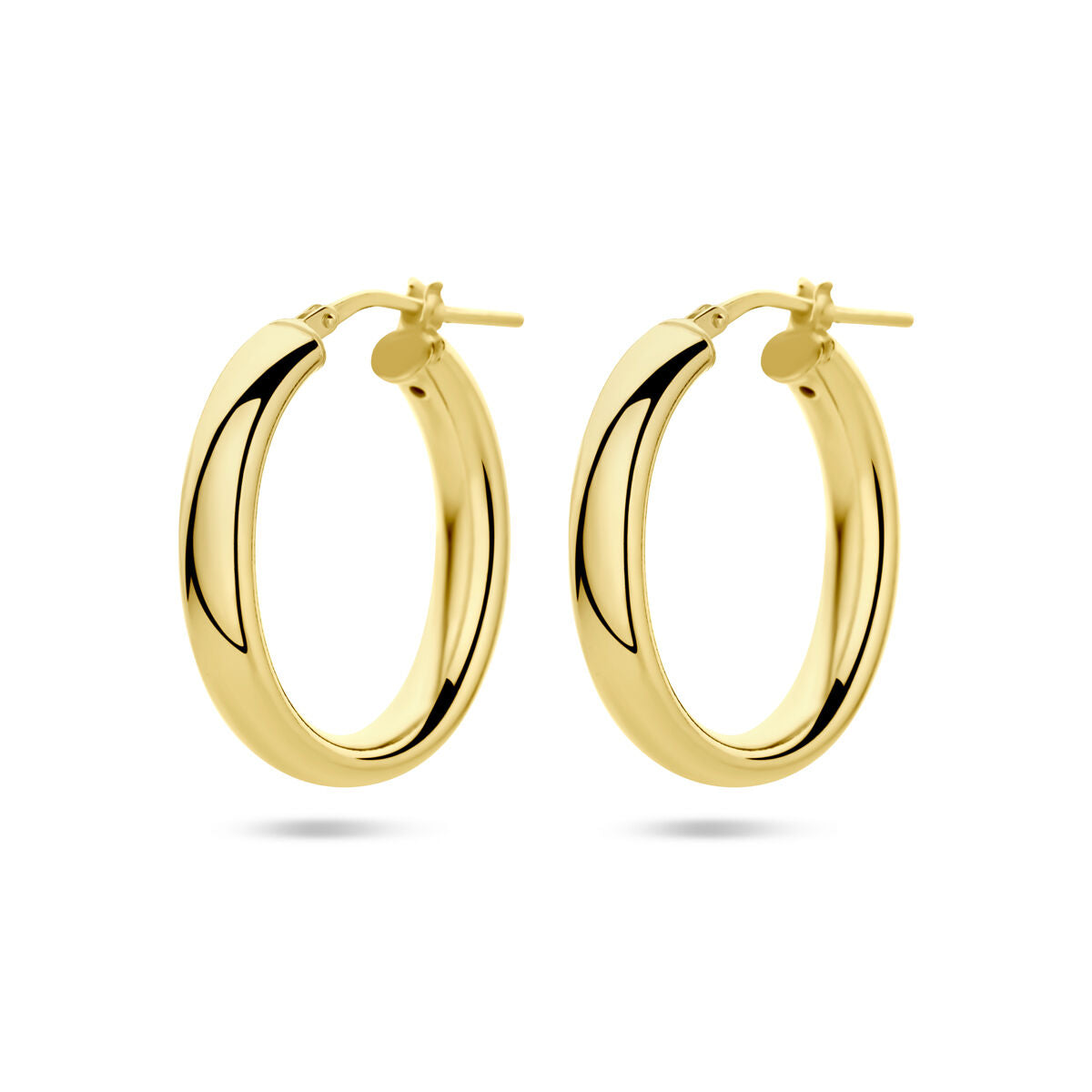 Orecchini alla creola in argento placcato oro giallo, forma semi-ronde.