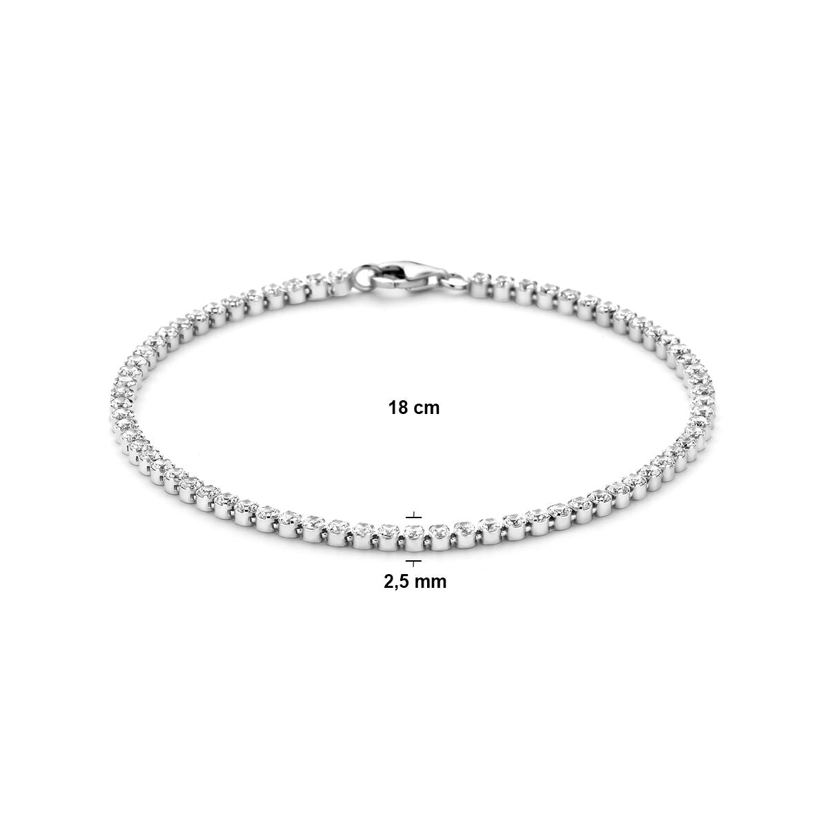 bracciale tennis zirconi 2,5 mm argento rodiato