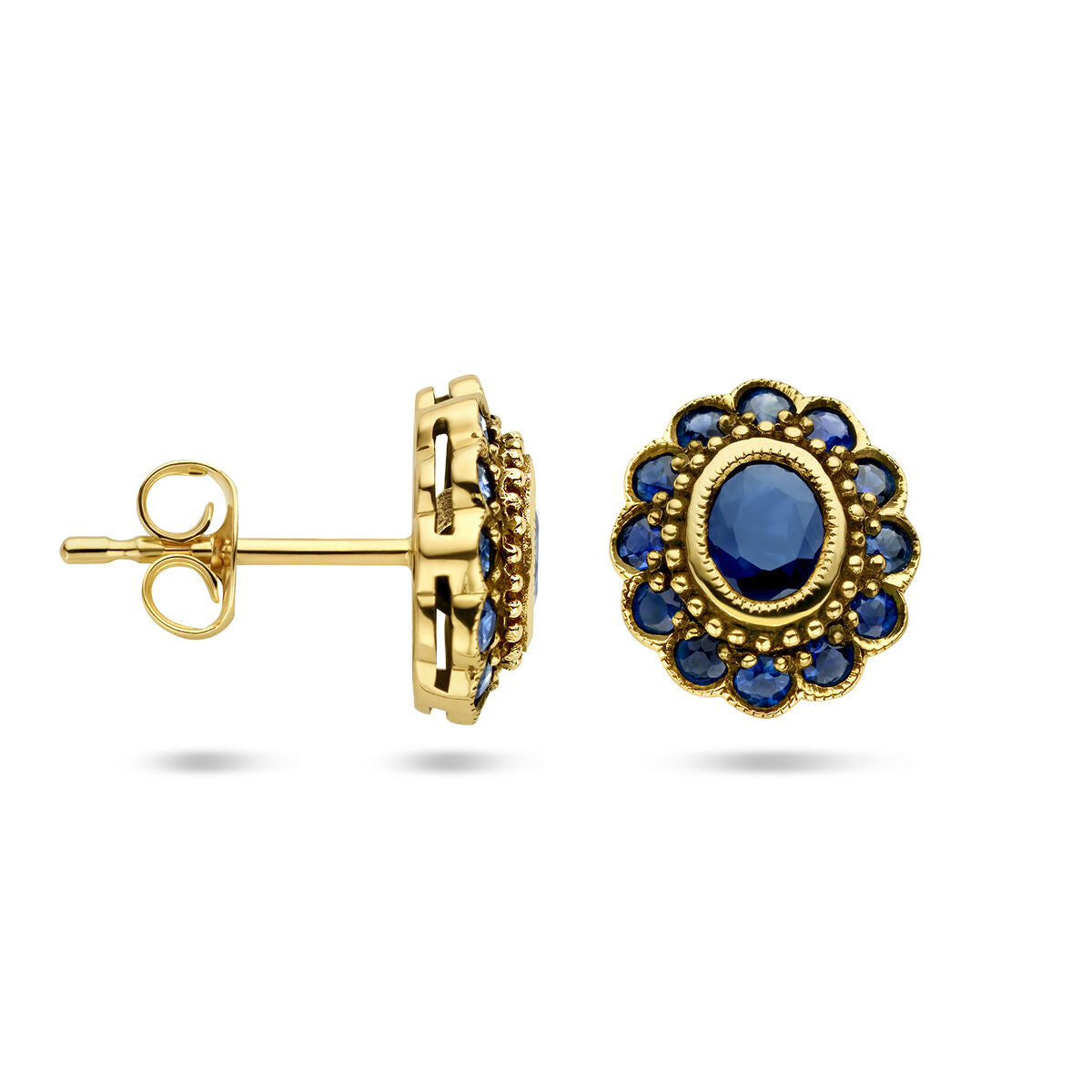 orecchini a bottone zaffiro oro giallo 14K