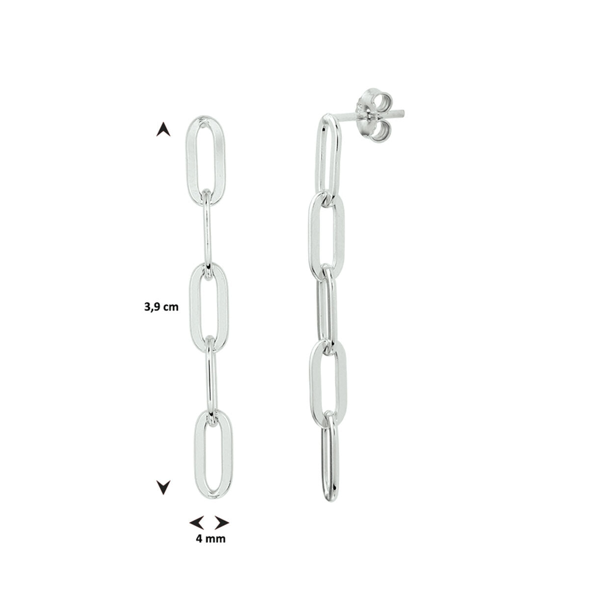 orecchini pendenti a graffetta argento rodiato