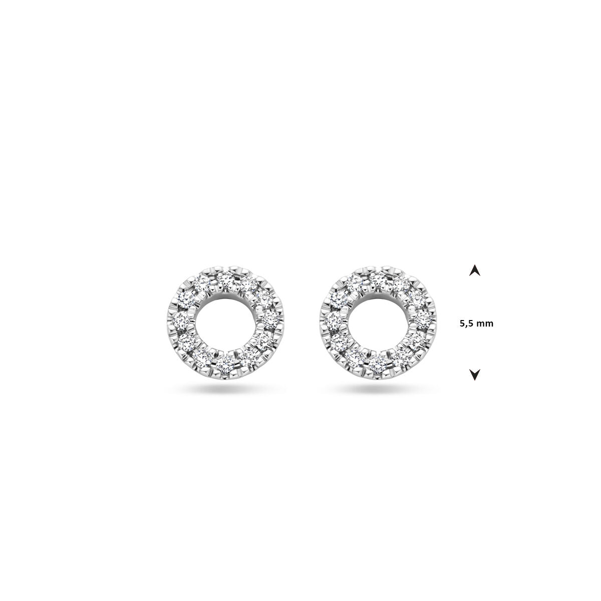orecchini a bottone diamante 0.07ct (2x 0.035ct) h si 5,5 mm 14K oro bianco