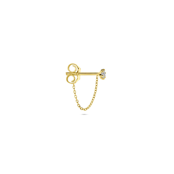 oorknop diamant 0.05ct h si per stuk 14K geelgoud