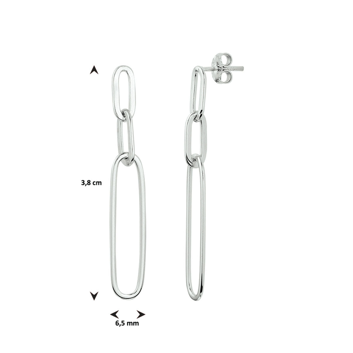 orecchini pendenti paperclip argento rodiato