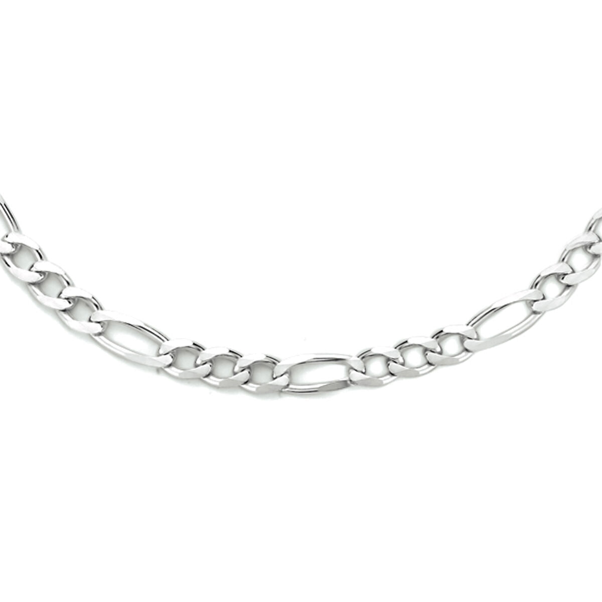 Collana figaro in argento rodiato, 4,0 mm di larghezza e 50 cm di lunghezza.
