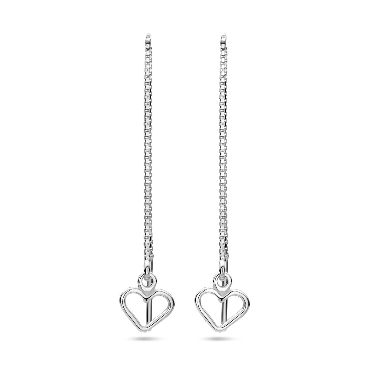 orecchini a filo cuore argento rodiato