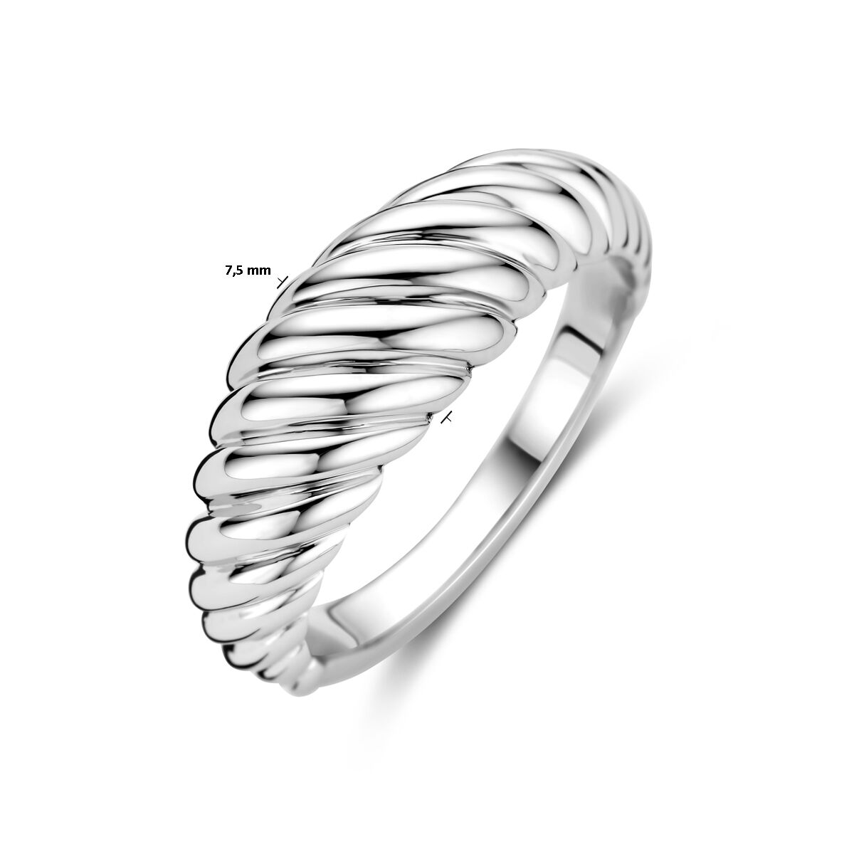 anello massiccio ritorto argento rodiato