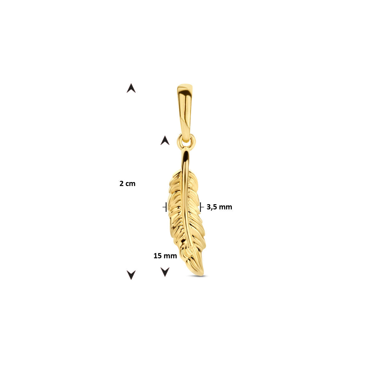 ciondolo piuma oro giallo 14K