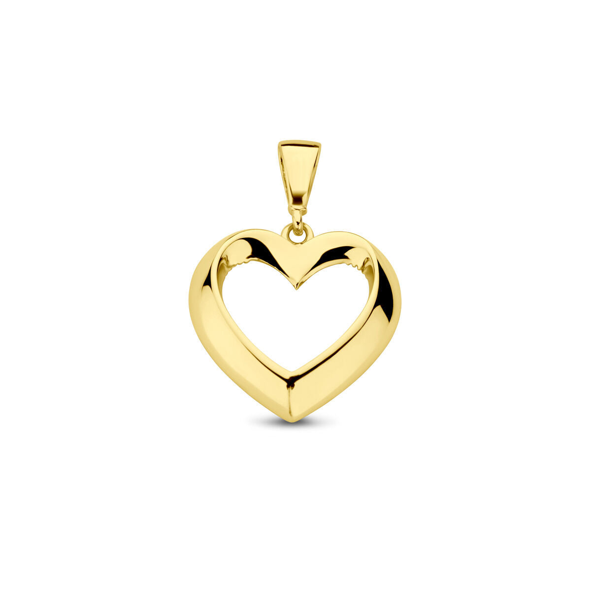 Ciondolo a forma di cuore in oro giallo 14K lucido.