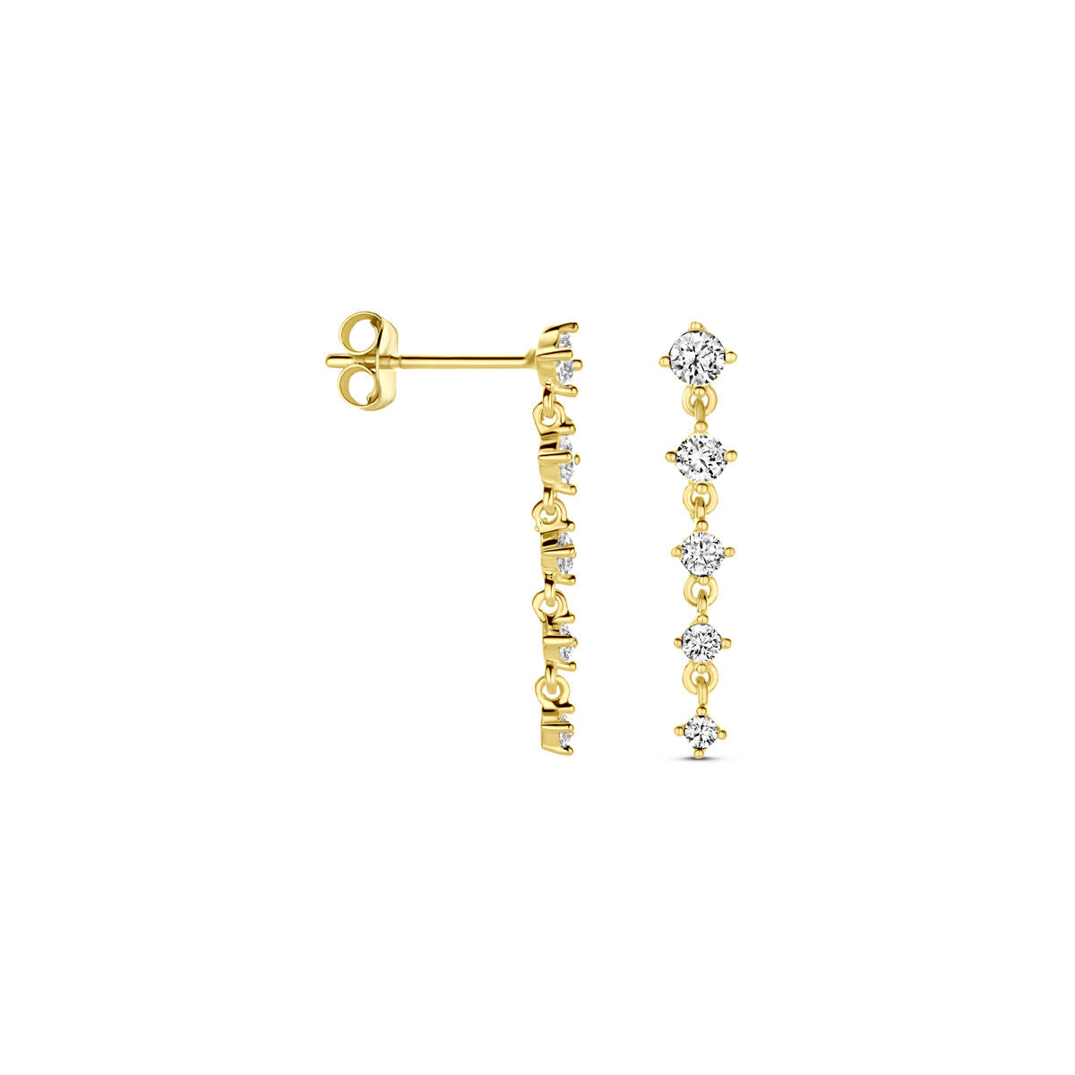 orecchini pendenti zirconia 19 mm 14K oro giallo