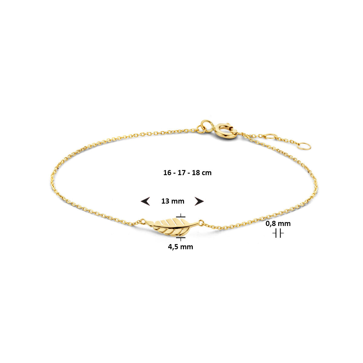 Bracciale d'oro da donna piuma 14K
