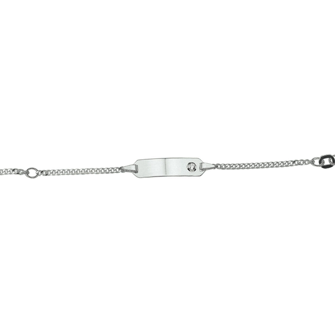 graveerarmband zirkonia plaat 5 mm 9 - 11 cm zilver gerhodineerd