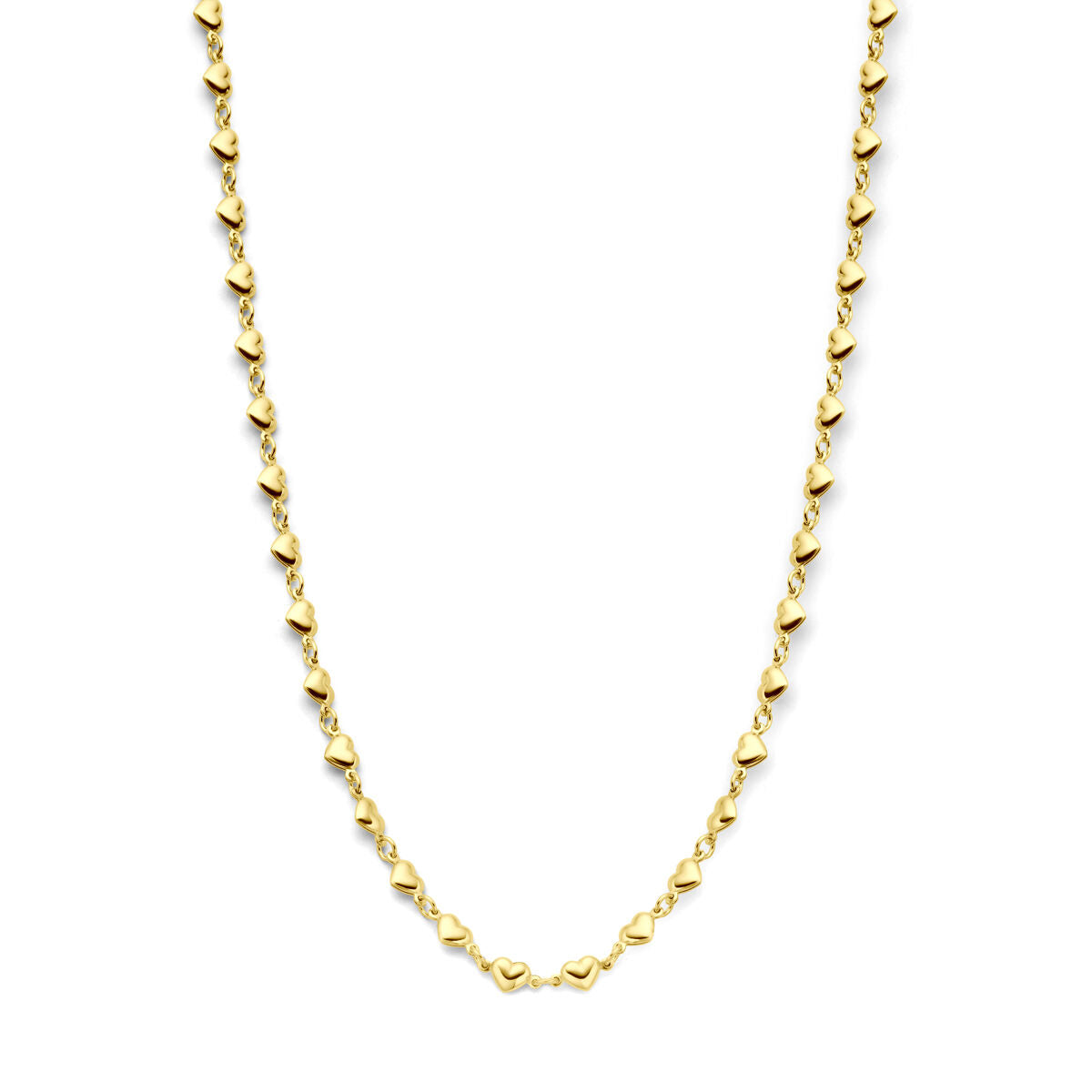 Collana con cuori in argento dorato giallo, lunghezza 41 + 4 cm.