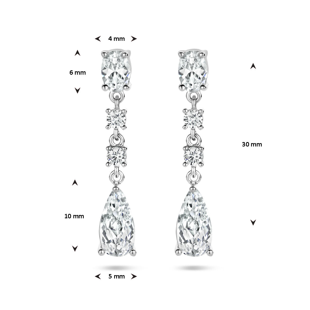 orecchini pendenti zirconia argento rodiato