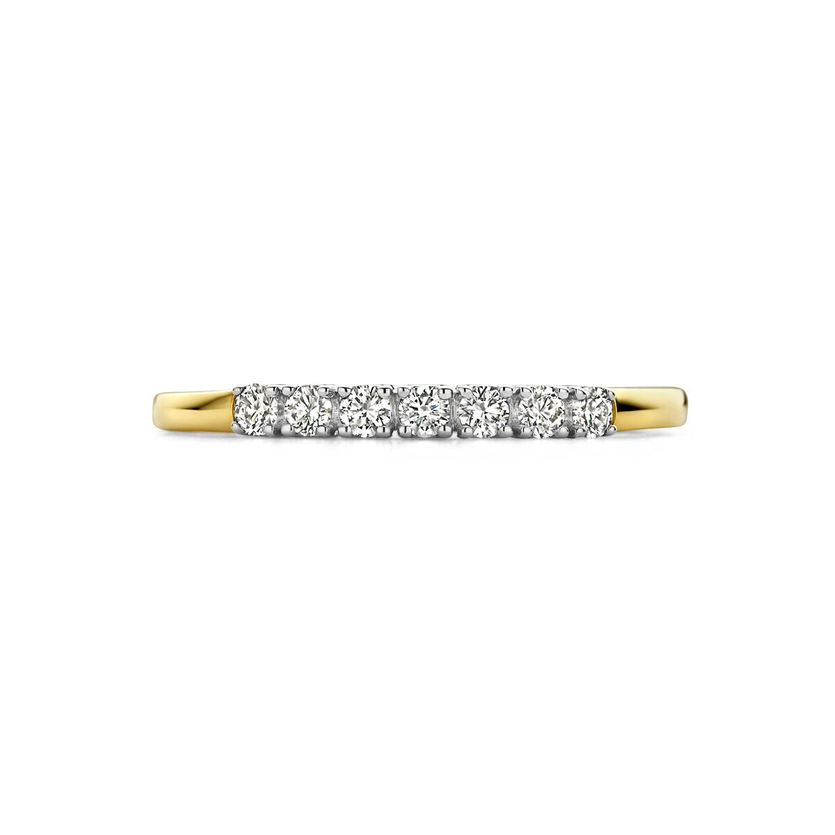 anello memoire diamante 0.21ct h si 14K oro bicolore giallo/bianco