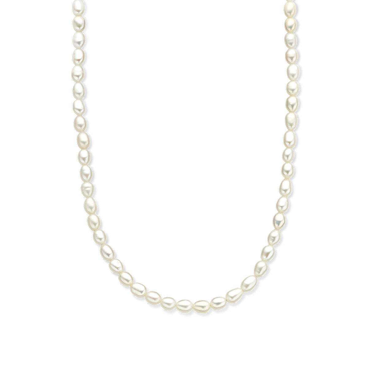 Collana in oro con perle di 14 carati, con perle di forma ovale e lucentezza delicata.