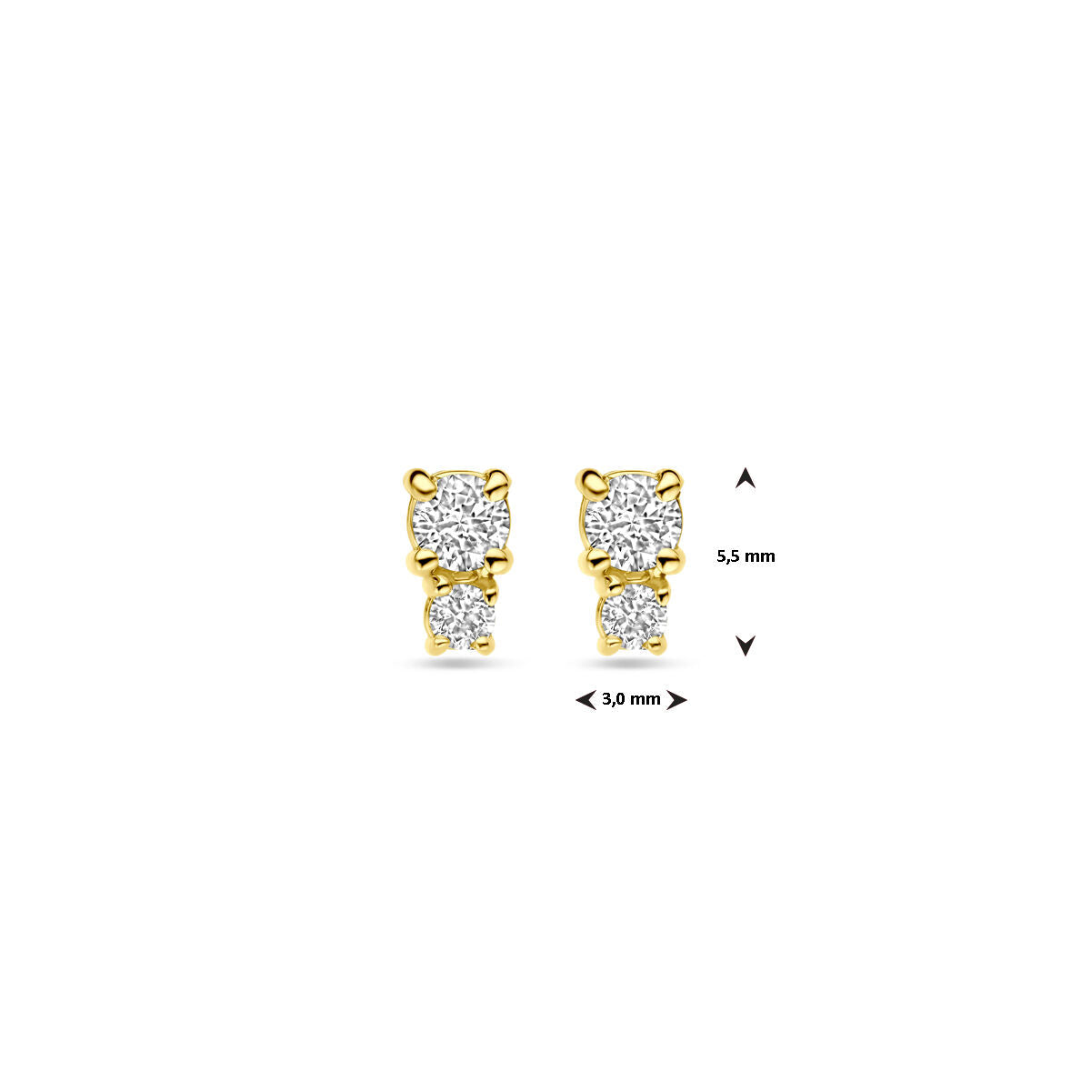 orecchini a bottone diamante 0.26ct (2x 0.13ct) h si 5,5 mm 18K oro giallo