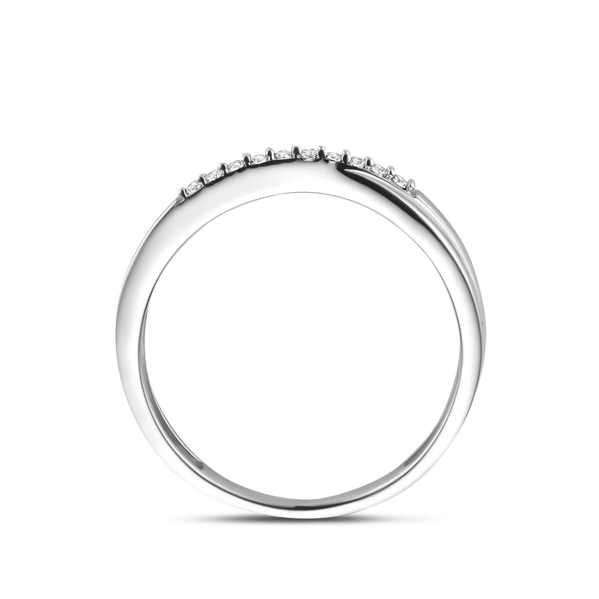 Anello in argento rodiato con zirconi in stile entourage