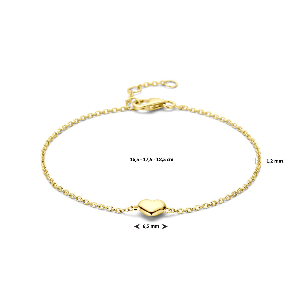 bracciale cuoricino 16,5 - 17,5 - 18,5 cm 3 micron argento placcato oro (giallo)
