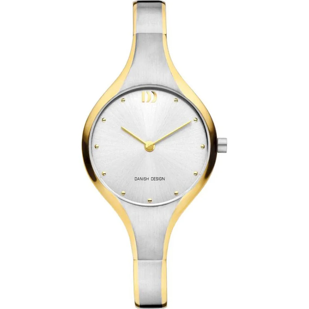 Orologio da donna con quadrante argentato, cassa in acciaio inox dorato e cinturino in acciaio inox.