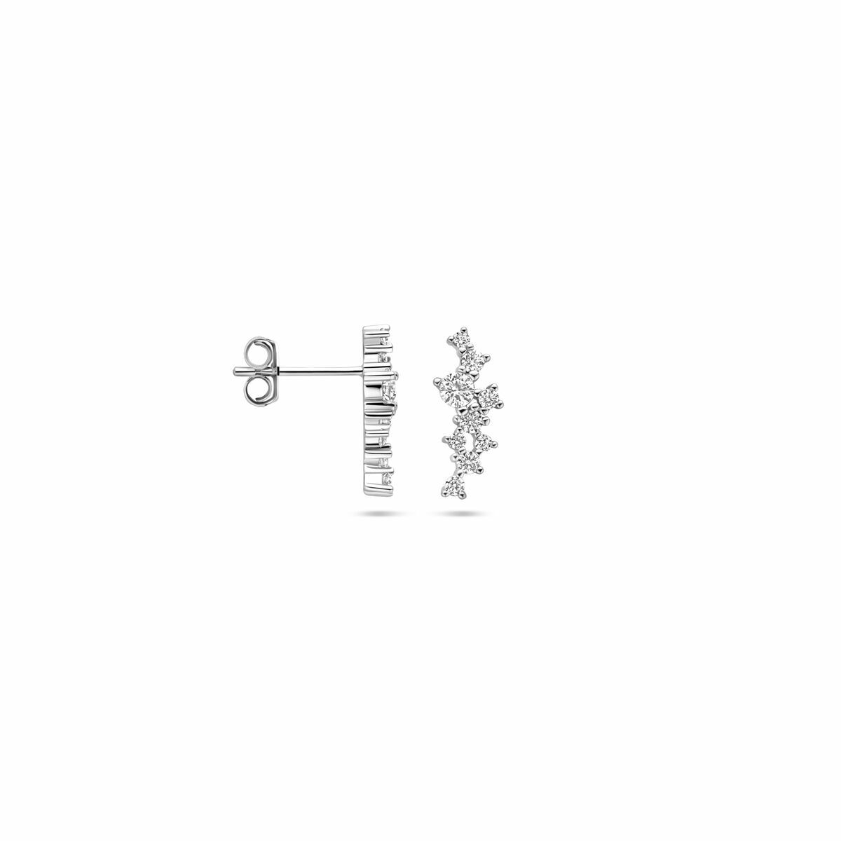 orecchini a bottone zirconia 15 mm argento rodiato