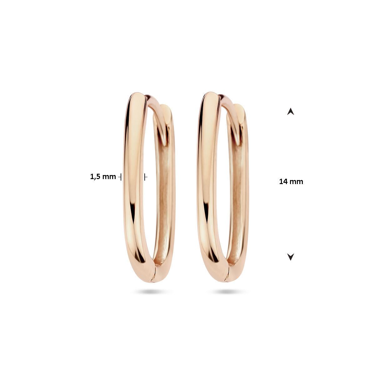 orecchini a cerchio con chiusura a scatto paperclip 14K oro rosa