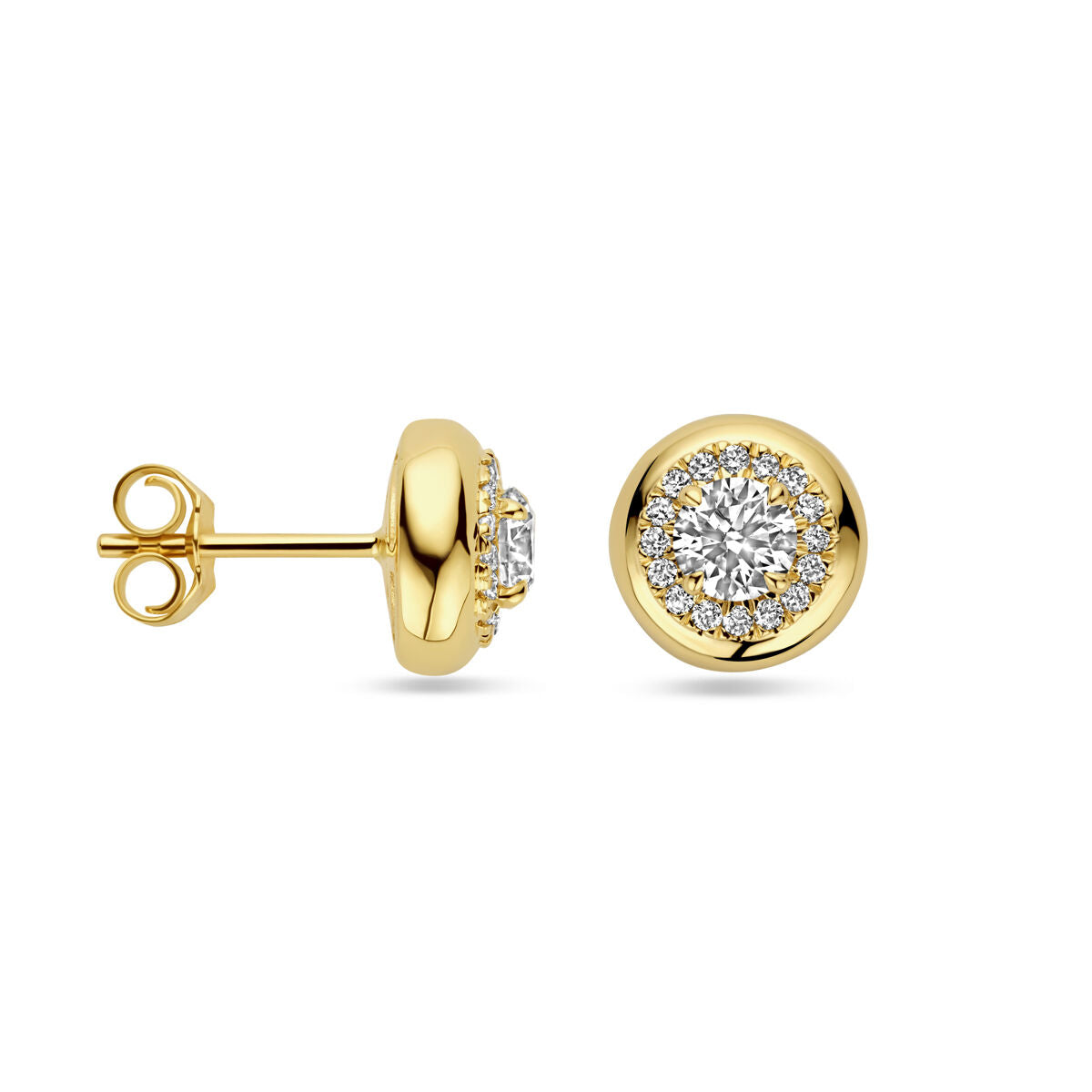 Orecchini a bottone con diamante coltivato in laboratorio 0.75ct (2x 0.375ct) h si 14K oro giallo