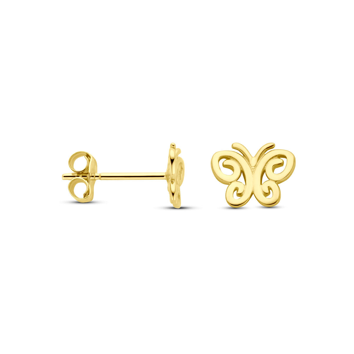 orecchini a bottone farfalle 5,5 mm oro giallo 14K
