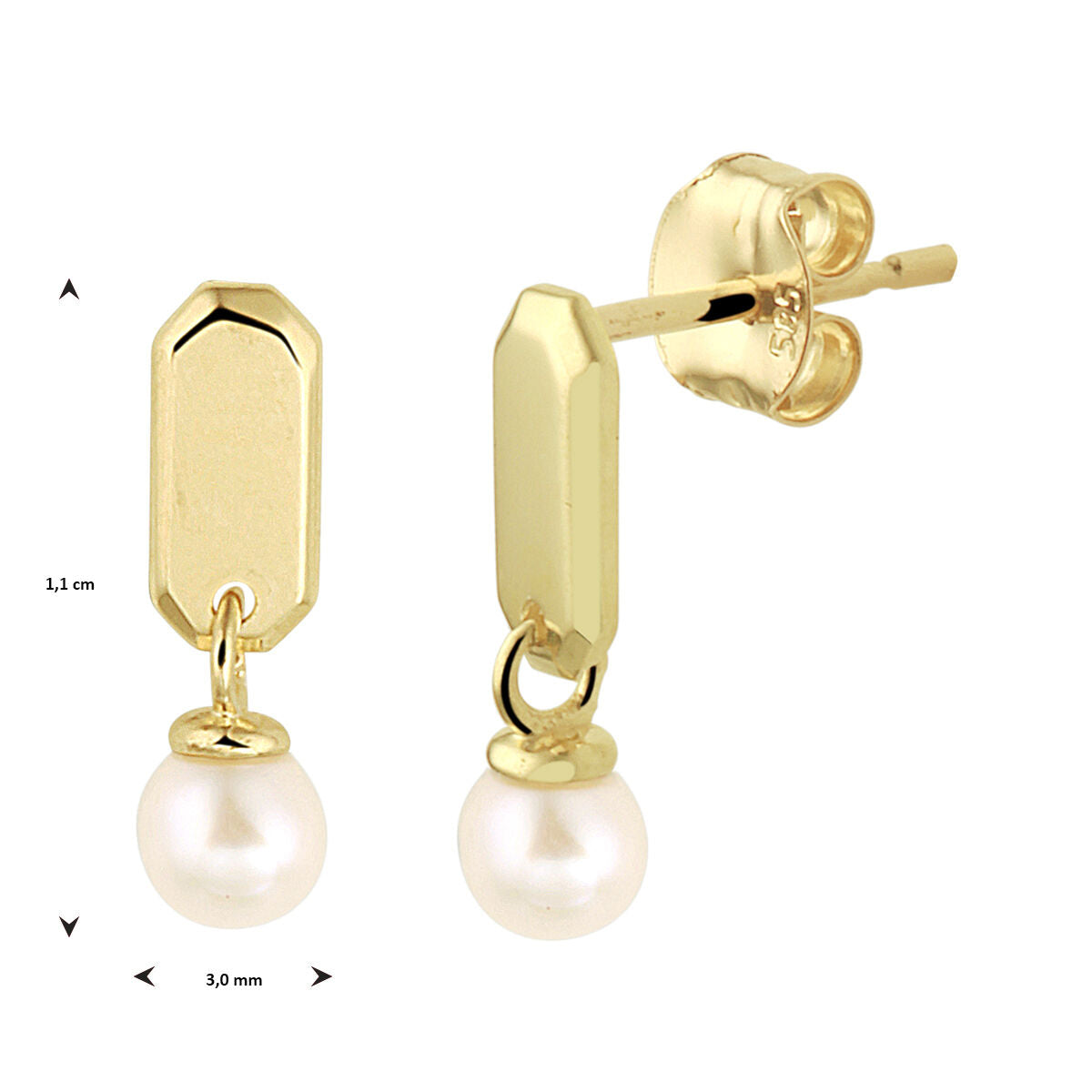 orecchini pendenti perla oro giallo 14K