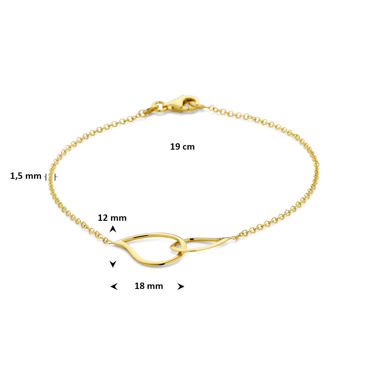 Bracciale da donna in oro con ciondoli a goccia – oro giallo 14k