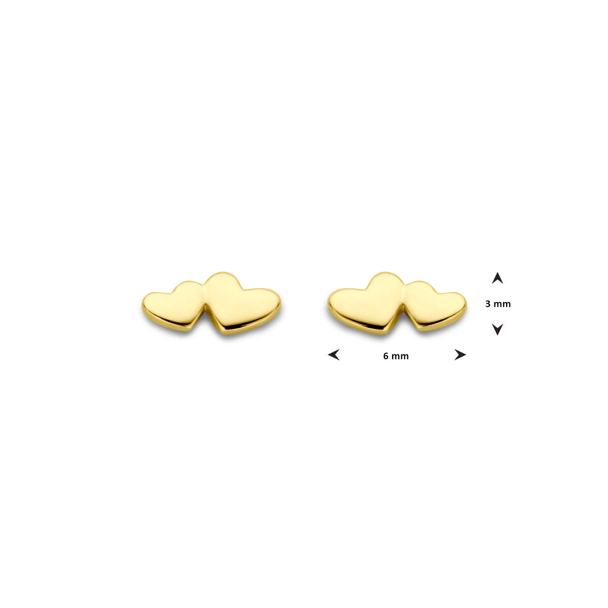 orecchini a bottone cuoricini 3 mm oro giallo 14K