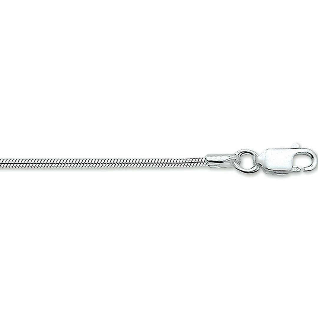 Bracciale a serpente di 1,6 mm, lungo 18 cm, in argento rodiato.