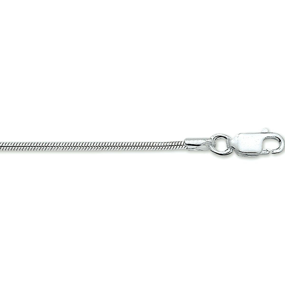 Bracciale a serpente di 1,6 mm, lungo 18 cm, in argento rodiato.
