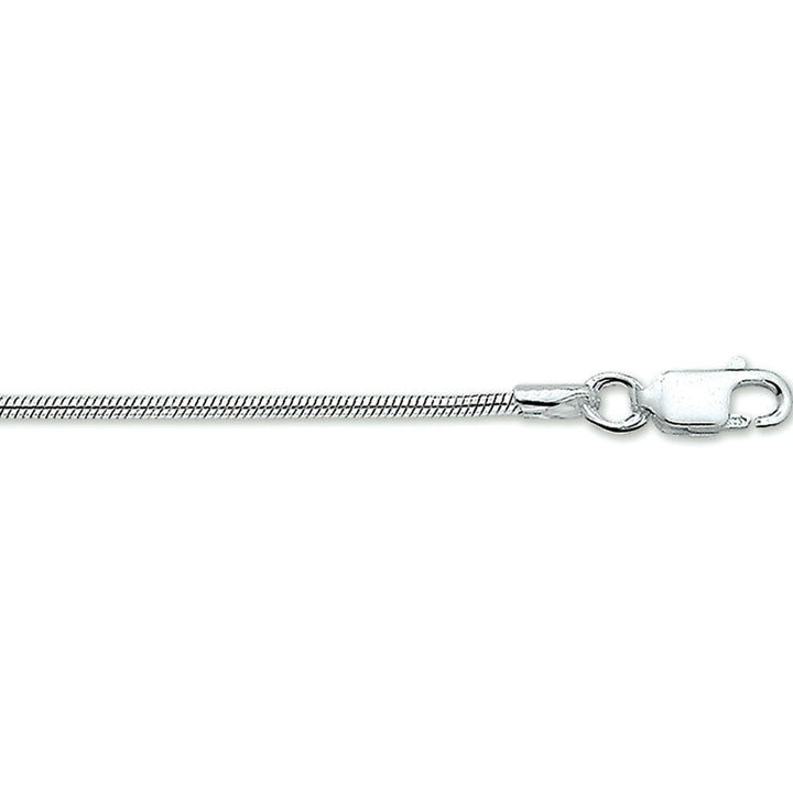Bracciale a serpente di 1,6 mm, lungo 18 cm, in argento rodiato.