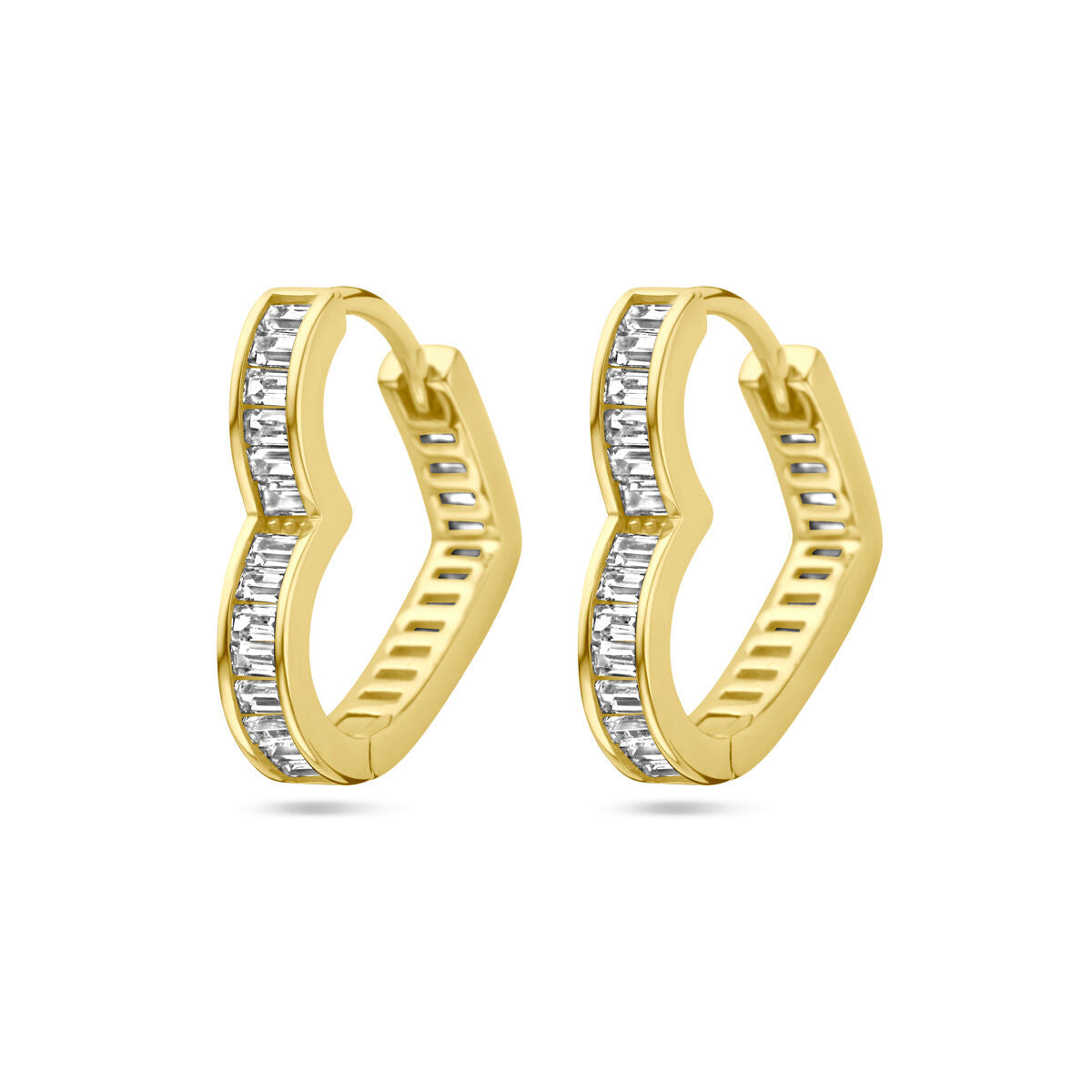 orecchini a cerchio cuore zirconia 1 micron argento dorato (giallo)