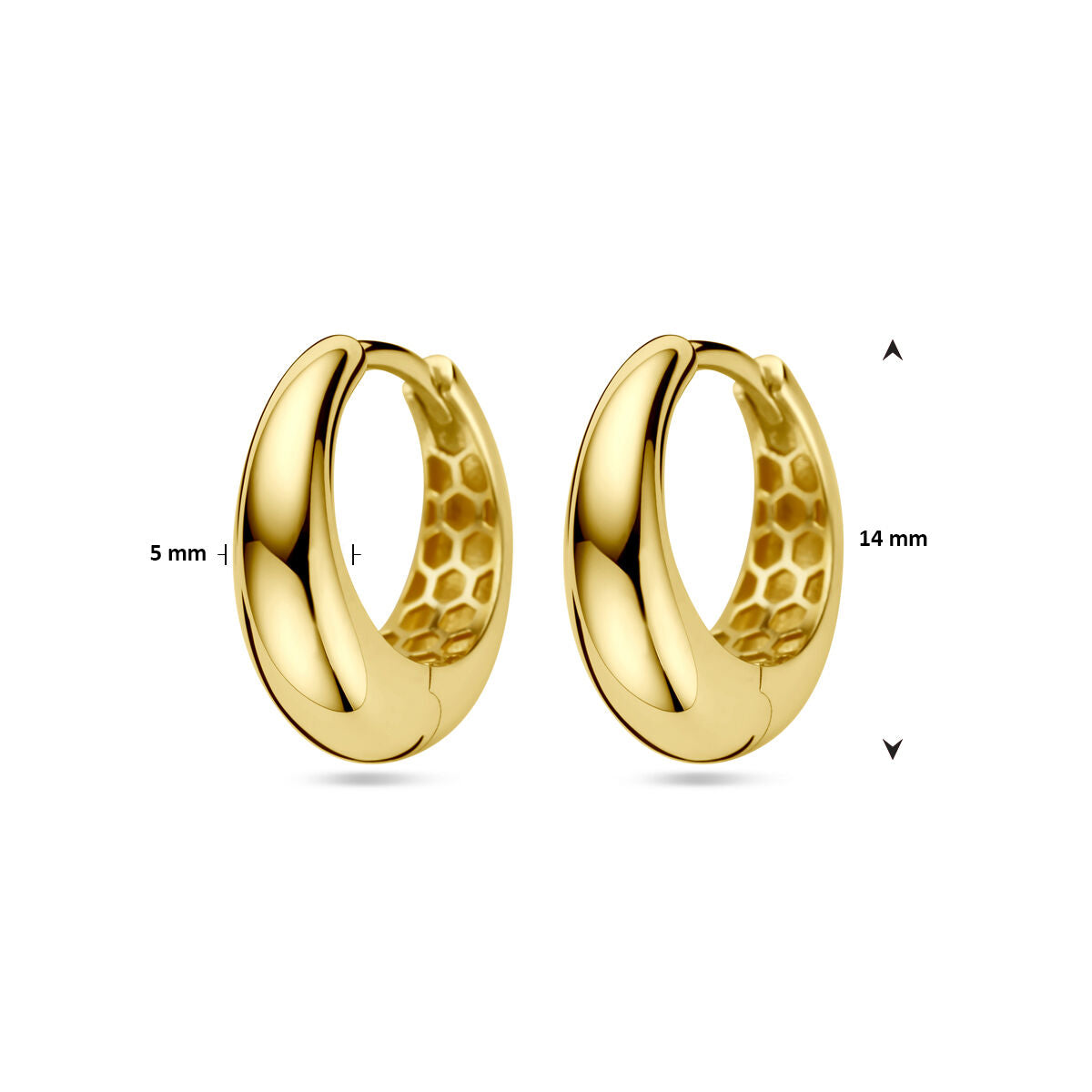 orecchini a cerchio con chiusura a scatto 14K oro giallo