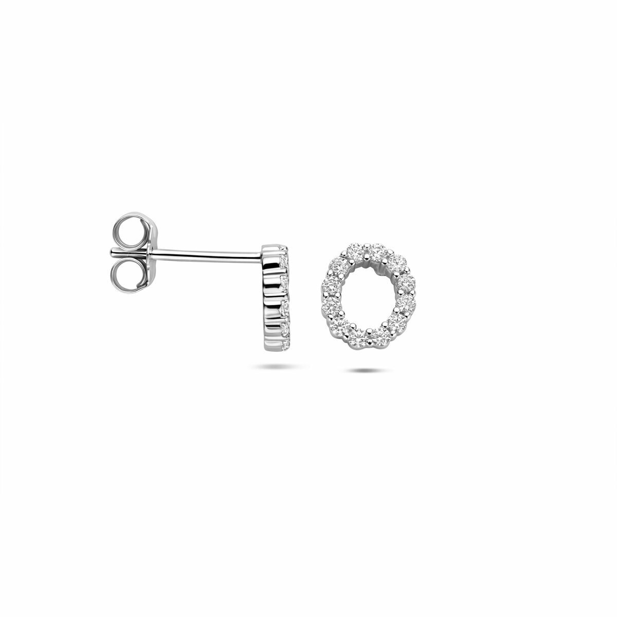 Orecchini a bottone in argento con zirconia – argento 925 rodiato