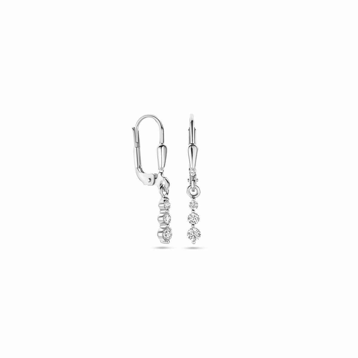 orecchini pendenti zirconia gancio brisur 24 mm argento rodiato