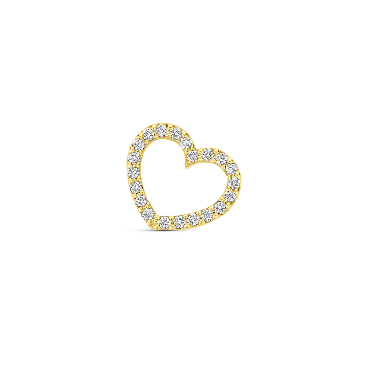 Ciondolo a forma di cuore in oro giallo 14K, decorato con diamanti da 0,06 ct.