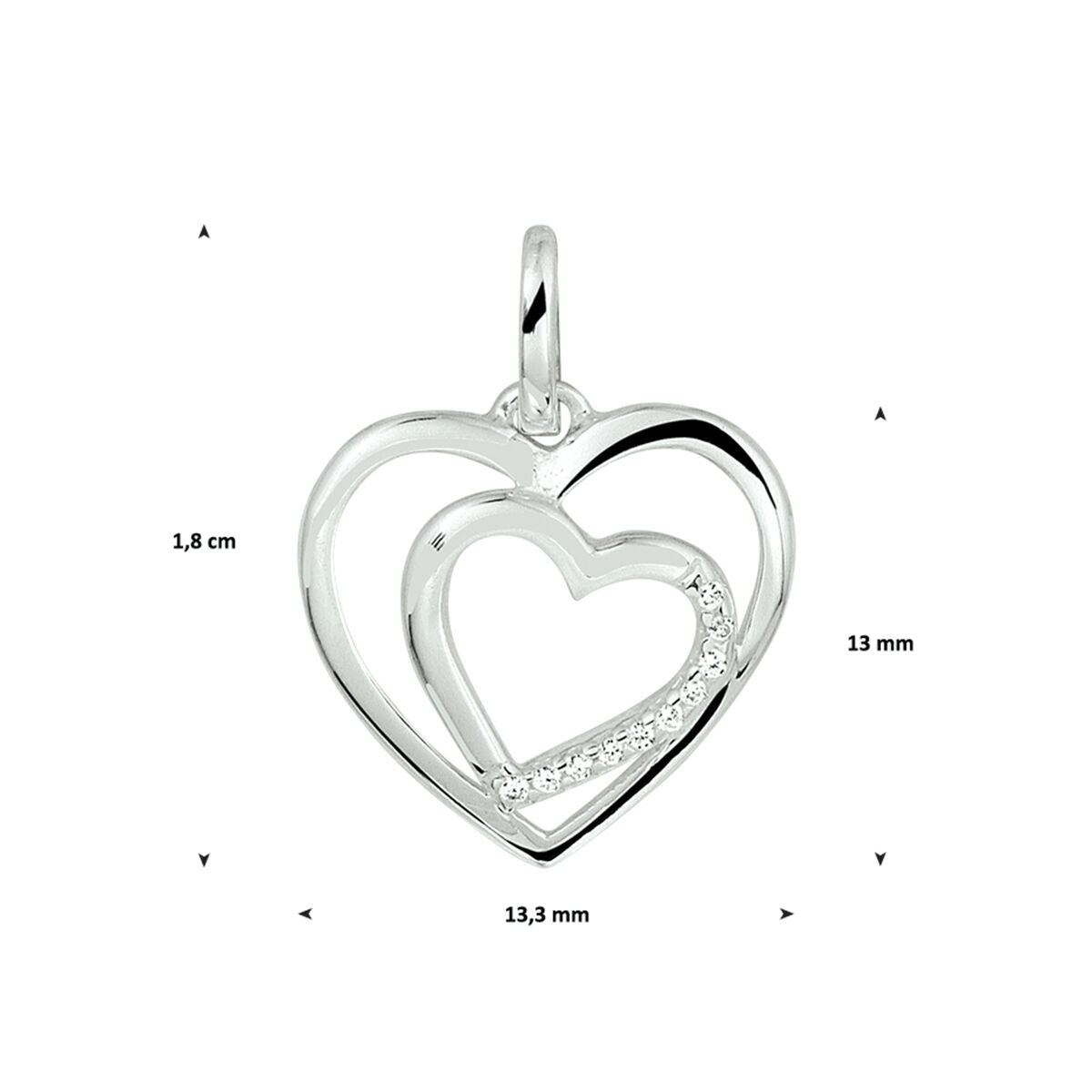 ciondolo cuore zirconia argento rodiato