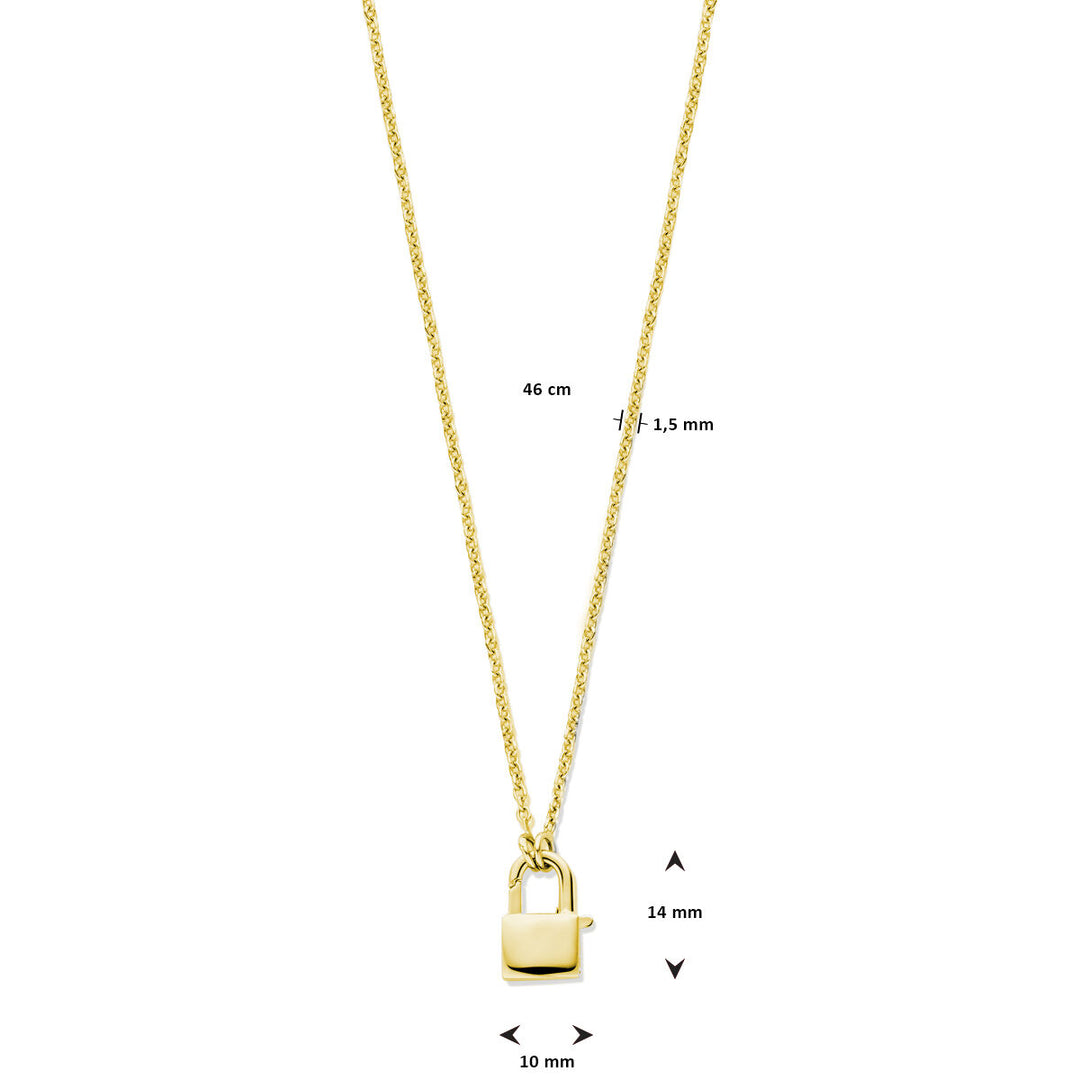 collier slot 1,5 mm 46 cm 3 micron zilver verguld (geel)