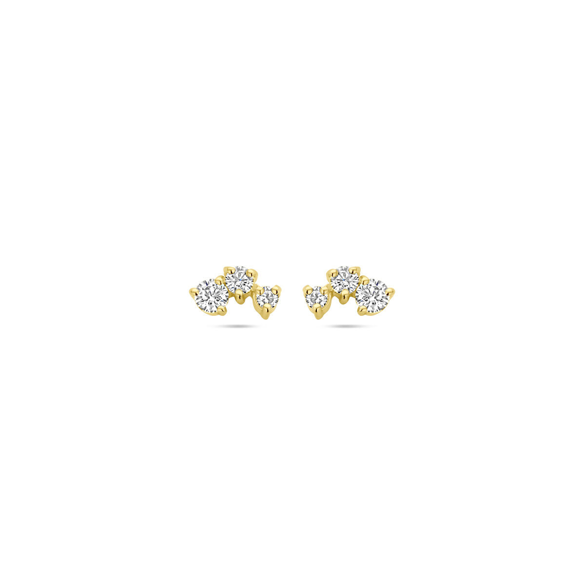Orecchini in argento dorato con zirconi trasparenti.