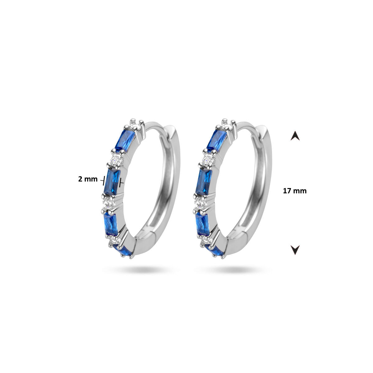 orecchini a clip zirconia blu argento rodiato