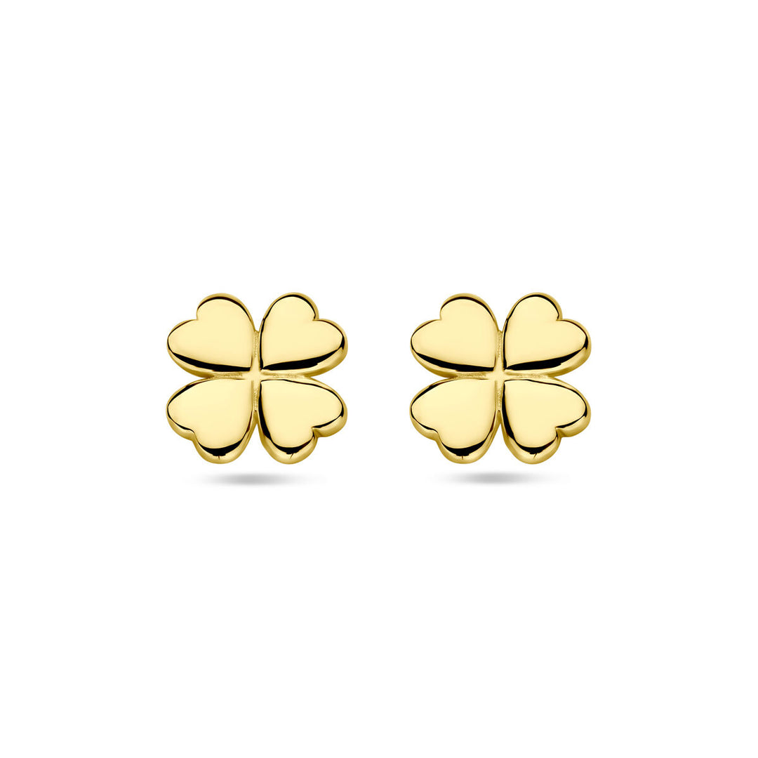 oorknoppen klavertje 7 mm 14K geelgoud