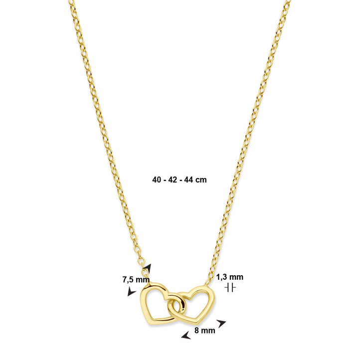 Gouden dames ketting hartjes 14K